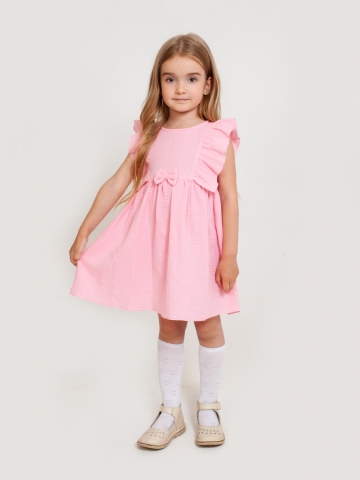 Купить 322-Р. Платье из муслина детское, хлопок 100% розовый, р. 98,104,110,116 в Улан-Удэ