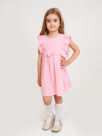 Купить 322-Р. Платье из муслина детское, хлопок 100% розовый, р. 74,80,86,92 в Улан-Удэ