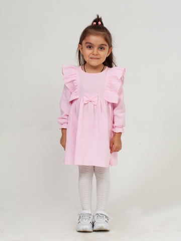 Купить 321-Р. Платье из муслина детское, хлопок 100% розовый, р. 98,104,110,116 в Улан-Удэ