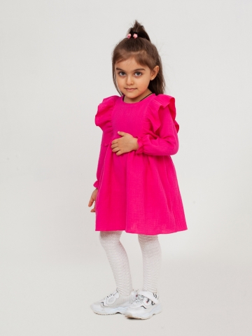 Купить 321-Ф. Платье из муслина детское, хлопок 100% фуксия, р. 98,104,110,116 в Улан-Удэ